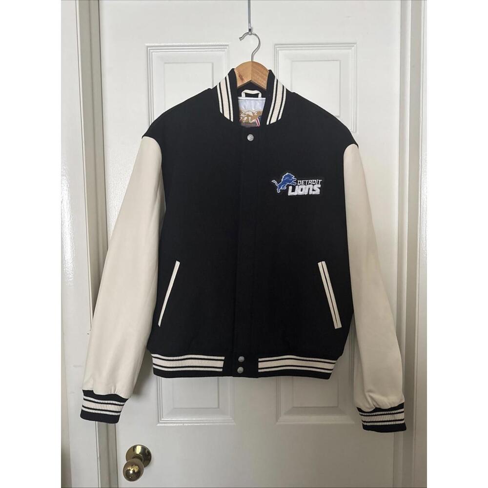 Jeff Hamilton $850 Mens XS Detroit Lions Wool & Leather NFL Varsity Jacket NEW